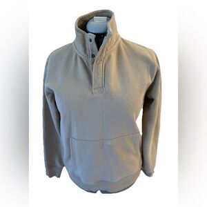 Free Planet Beige Sweatshirt with Navy Patch size small flaws PTP 21”